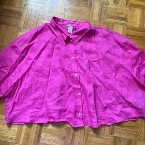 Ladies H&M Linen cropped 2XL button up shirt